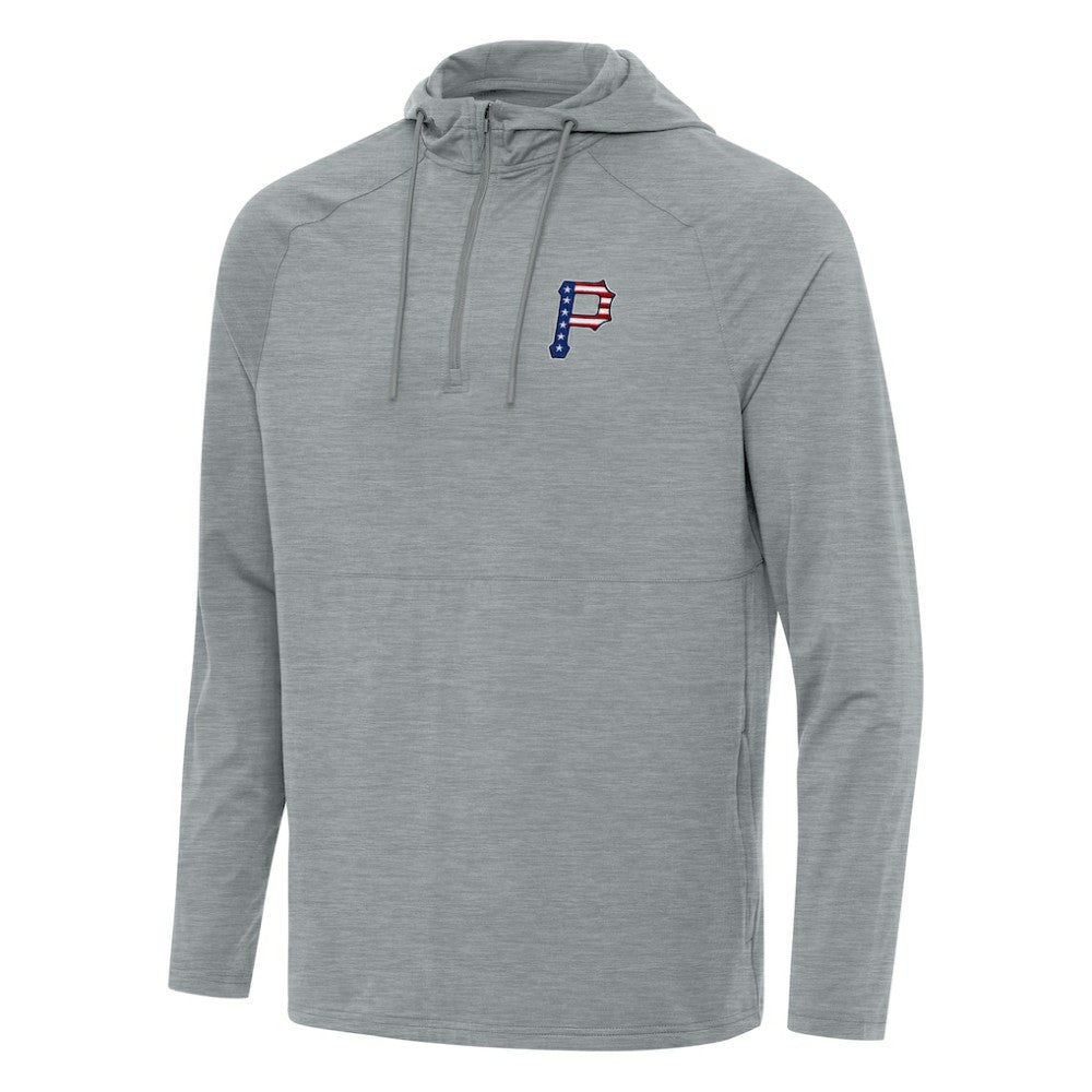 MLB Pittsburgh Pirates Antigua Spikes Stars and Stripes Team Logo Quarter-Zip Pullover Hoodie