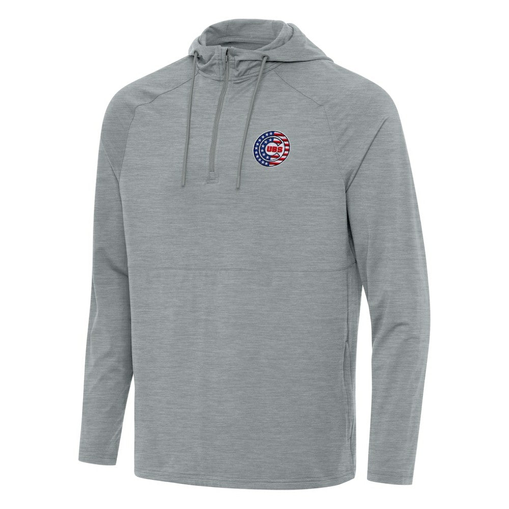 MLB Chicago Cubs Antigua Spikes Stars and Stripes Team Logo Quarter-Zip Pullover Hoodie
