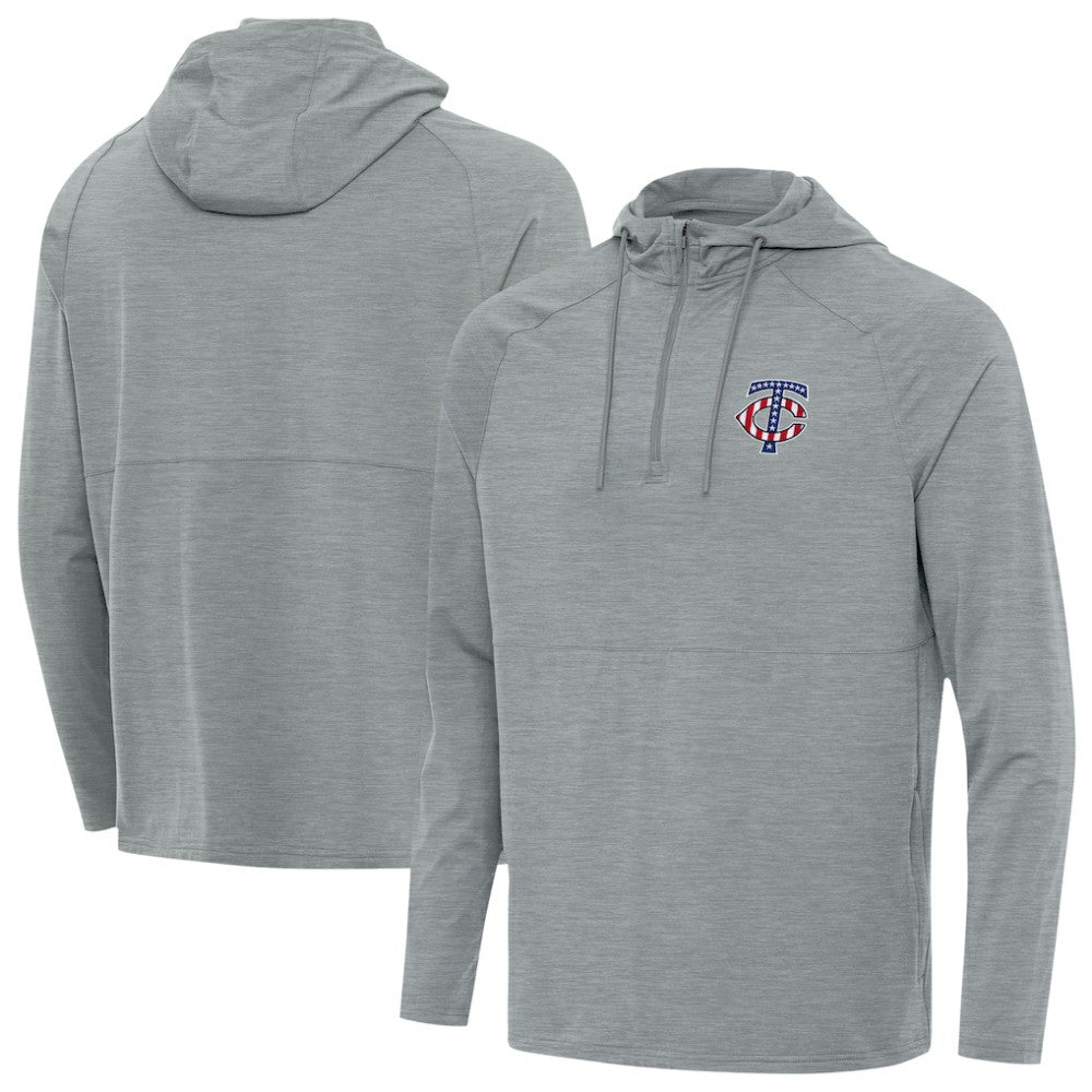MLB Minnesota Twins Antigua Spikes Stars and Stripes Team Logo Quarter-Zip Pullover Hoodie