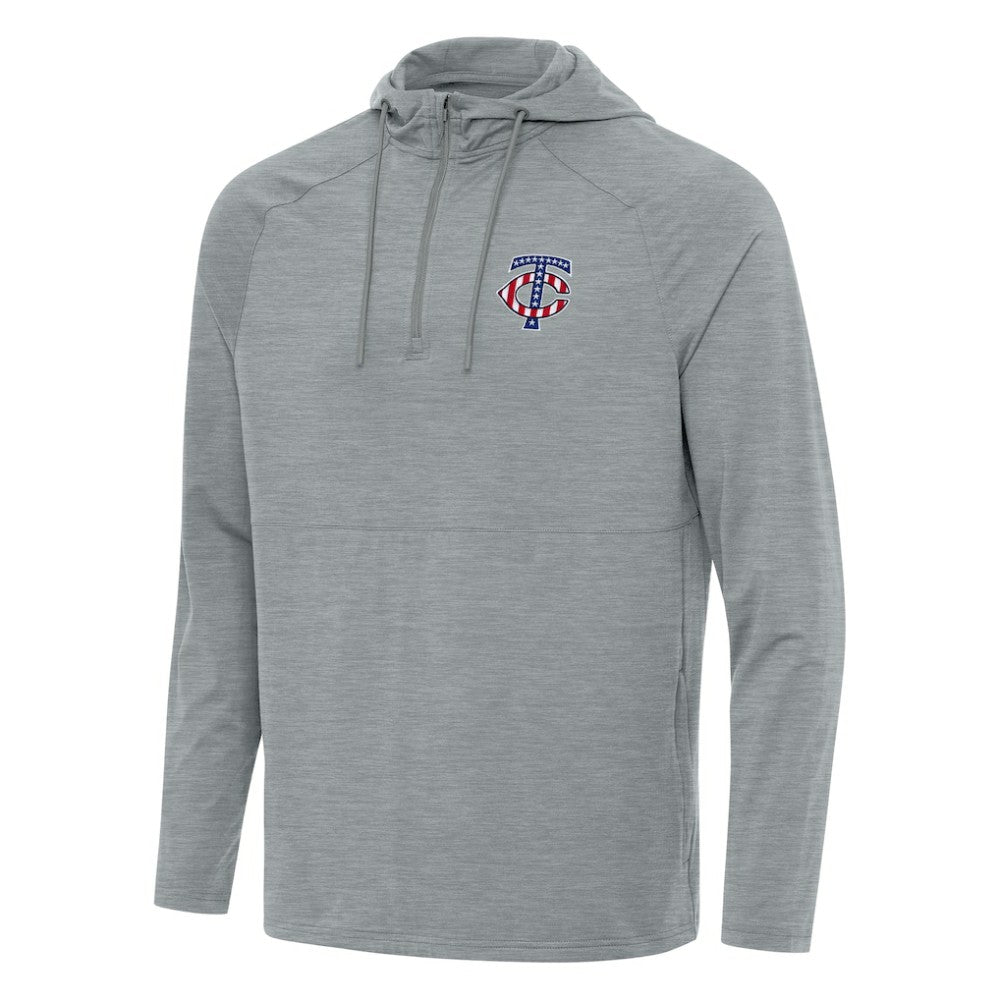 MLB Minnesota Twins Antigua Spikes Stars and Stripes Team Logo Quarter-Zip Pullover Hoodie