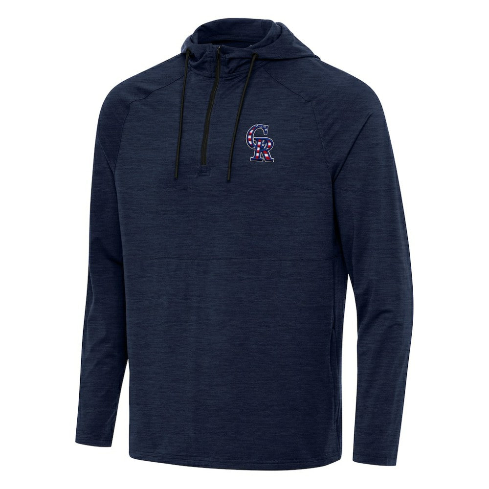MLB Colorado Rockies Antigua Spikes Stars and Stripes Team Logo Quarter-Zip Pullover Hoodie