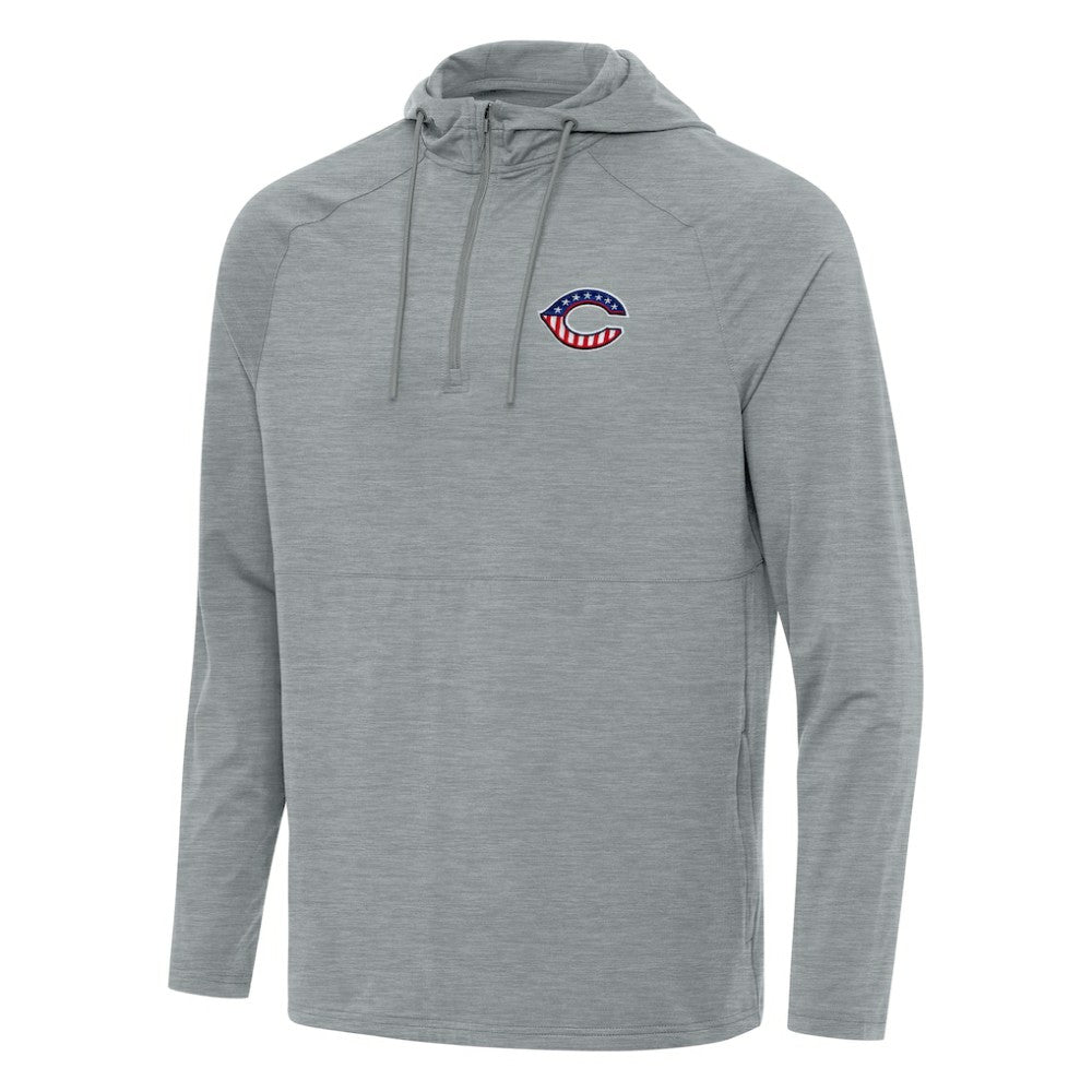MLB Cincinnati Reds Antigua Spikes Stars and Stripes Team Logo Quarter-Zip Pullover Hoodie