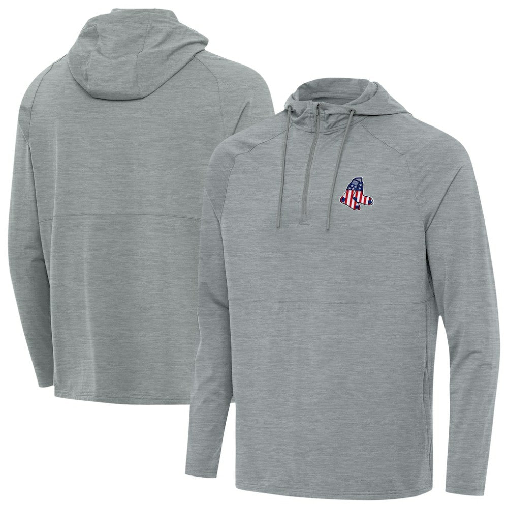 MLB Boston Red Sox Antigua Spikes Stars and Stripes Team Logo Quarter-Zip Pullover Hoodie