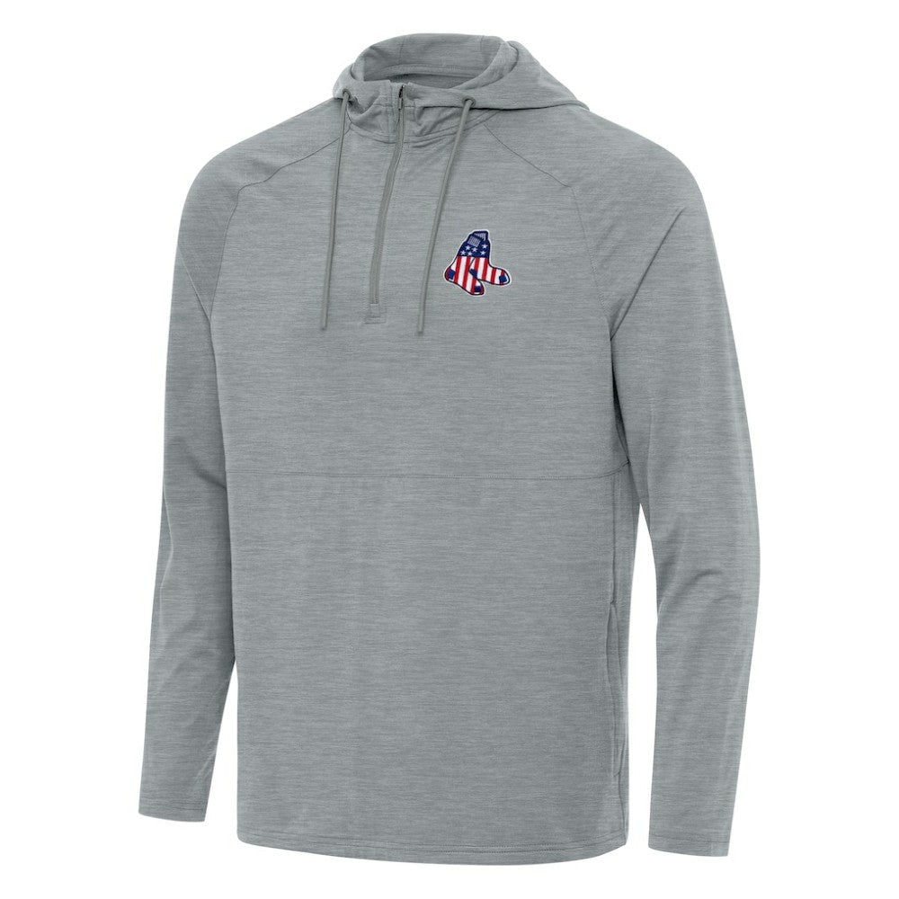 MLB Boston Red Sox Antigua Spikes Stars and Stripes Team Logo Quarter-Zip Pullover Hoodie