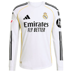 Jude Bellingham Real Madrid 2025/26 Home Long Sleeve Jersey - Adidas White