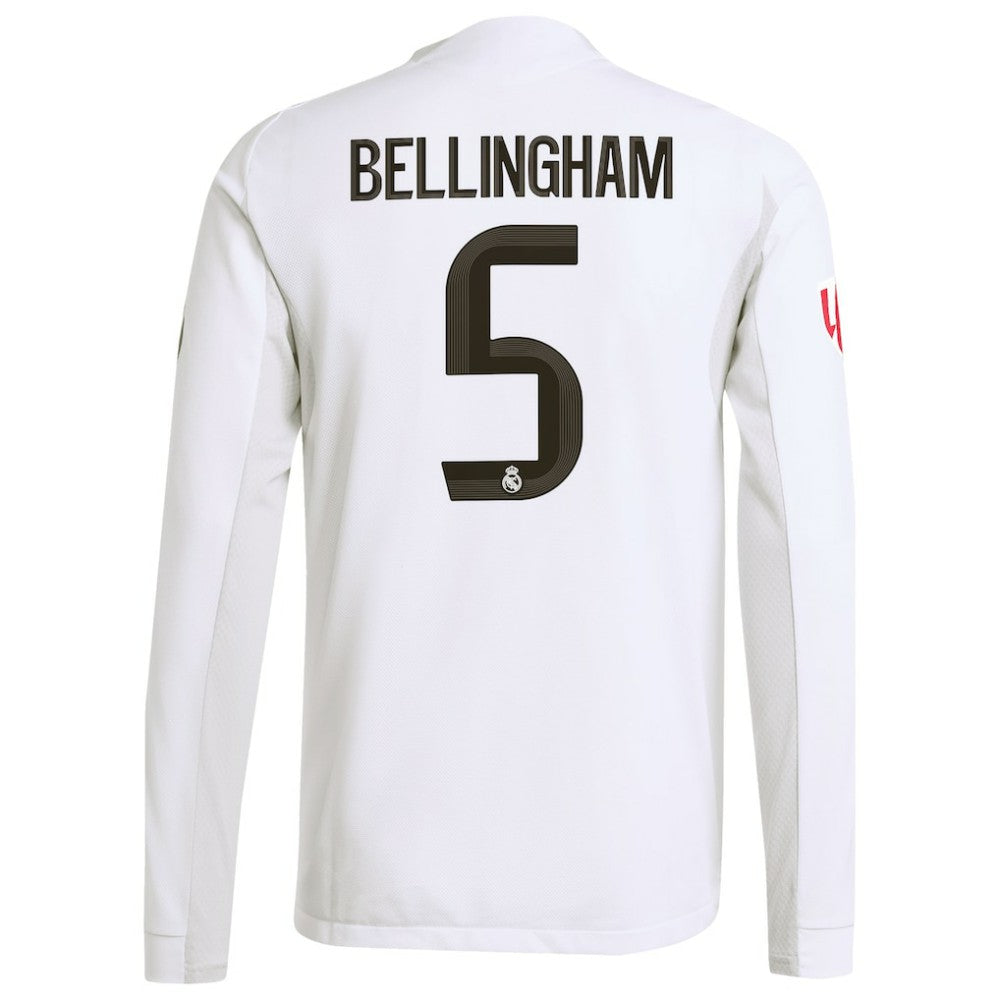Jude Bellingham Real Madrid 2025/26 Home Long Sleeve Jersey - Adidas White