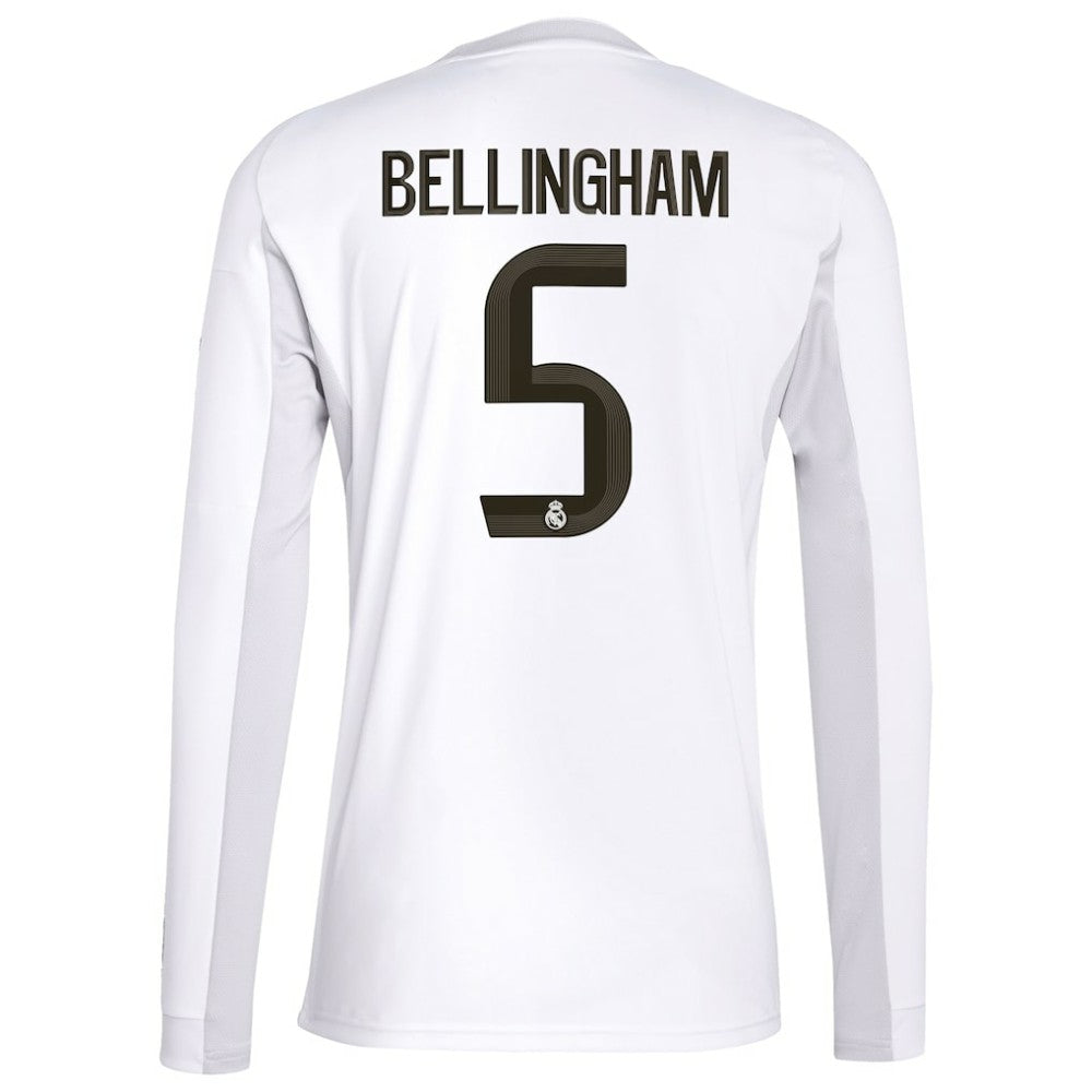 Jude Bellingham Real Madrid 2025/26 Home Replica Long Sleeve Jersey - Adidas White