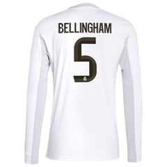 Jude Bellingham Real Madrid 2025/26 Home Replica Long Sleeve Jersey - Adidas White
