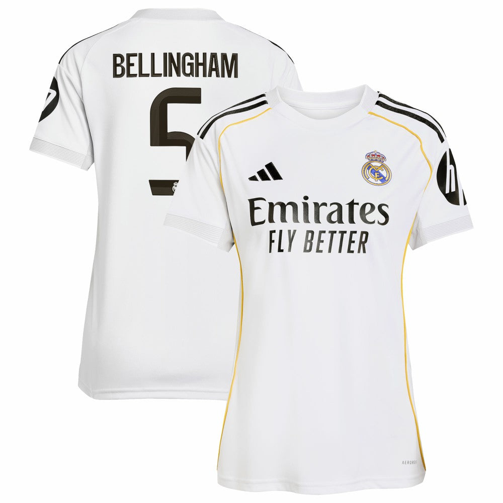 Jude Bellingham Real Madrid Women's 2025/26 Home Replica Jersey - Adidas White