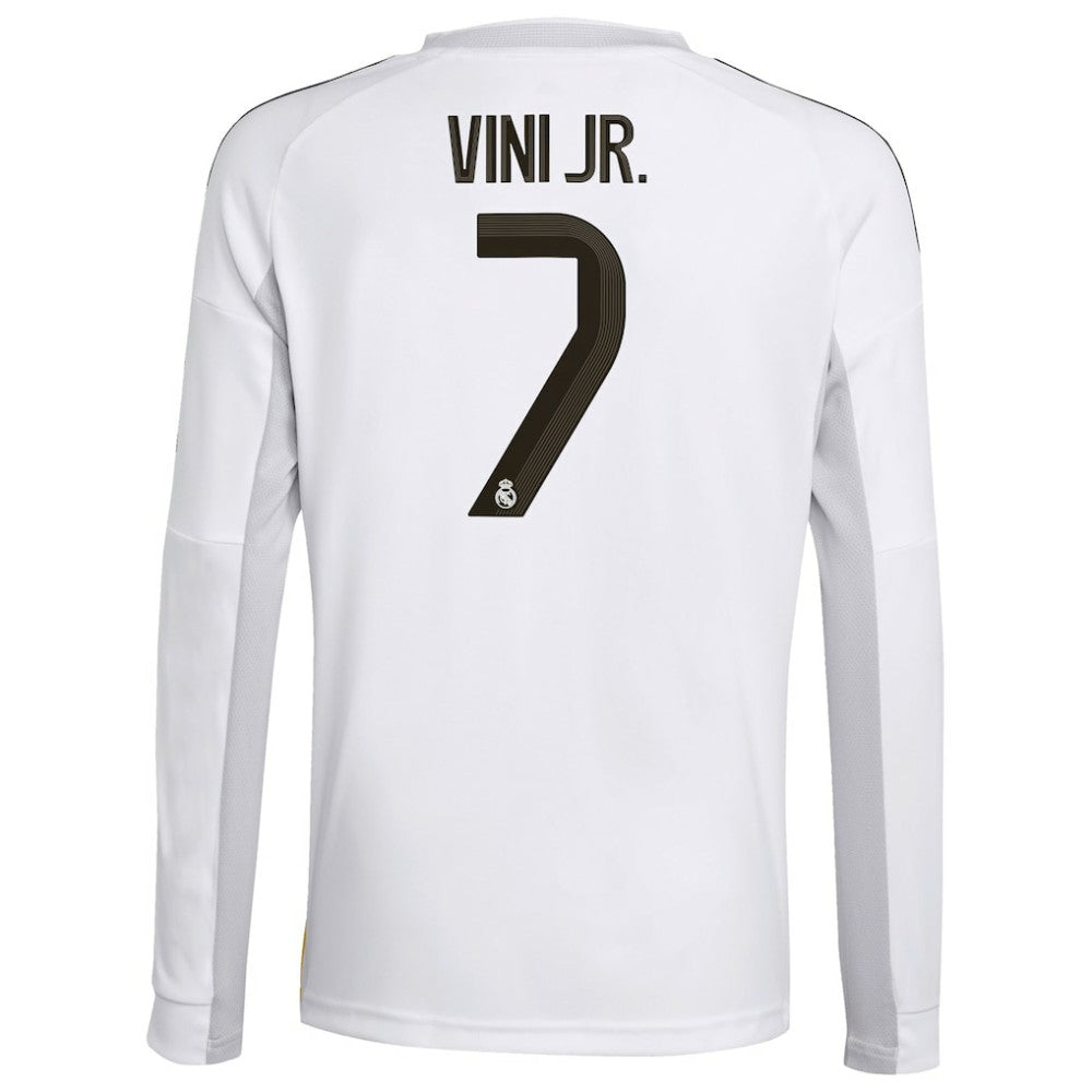 Vini Jr. Real Madrid Youth 2025/26 Home Replica Long Sleeve Jersey - Adidas White