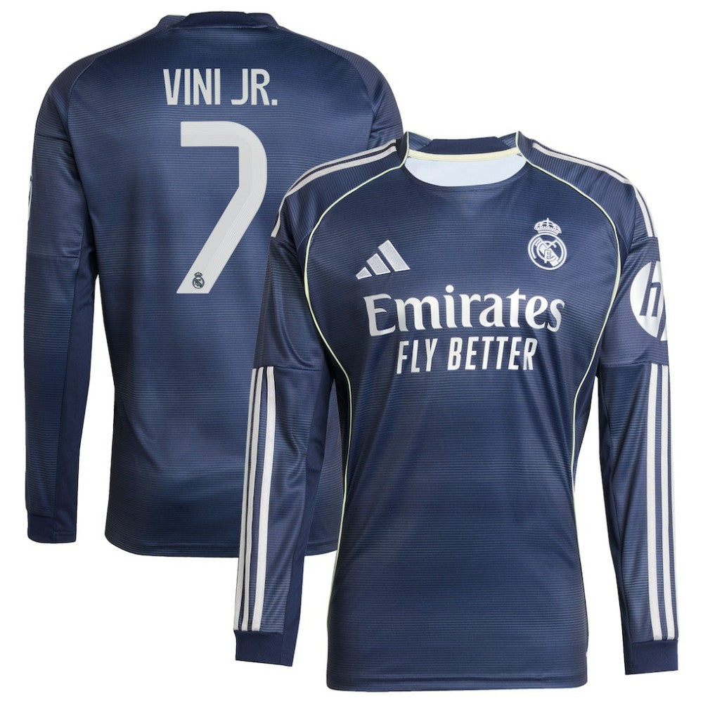 Vini Jr. Real Madrid 2025/26 Home Long Sleeve Replica Player Jersey - Adidas Blue