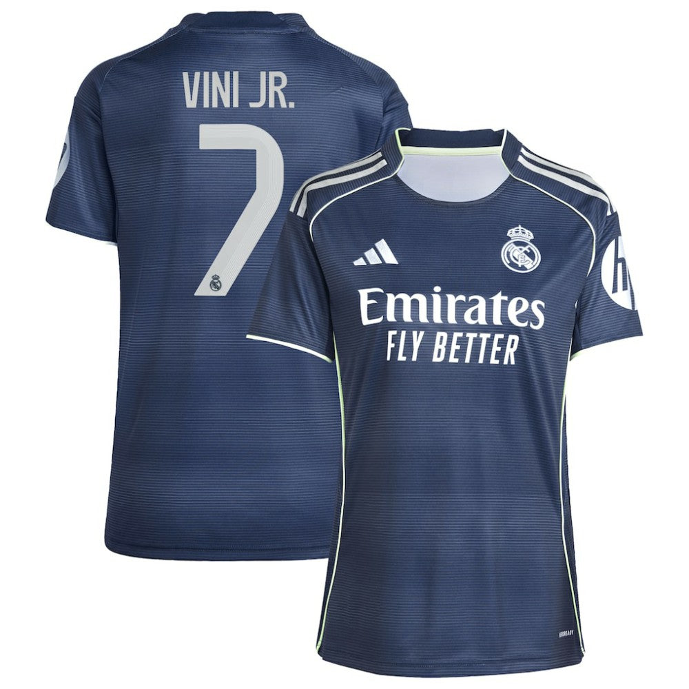 Vini Jr. Real Madrid Women's 2025/26 Away Replica Player Jersey - Adidas Blue