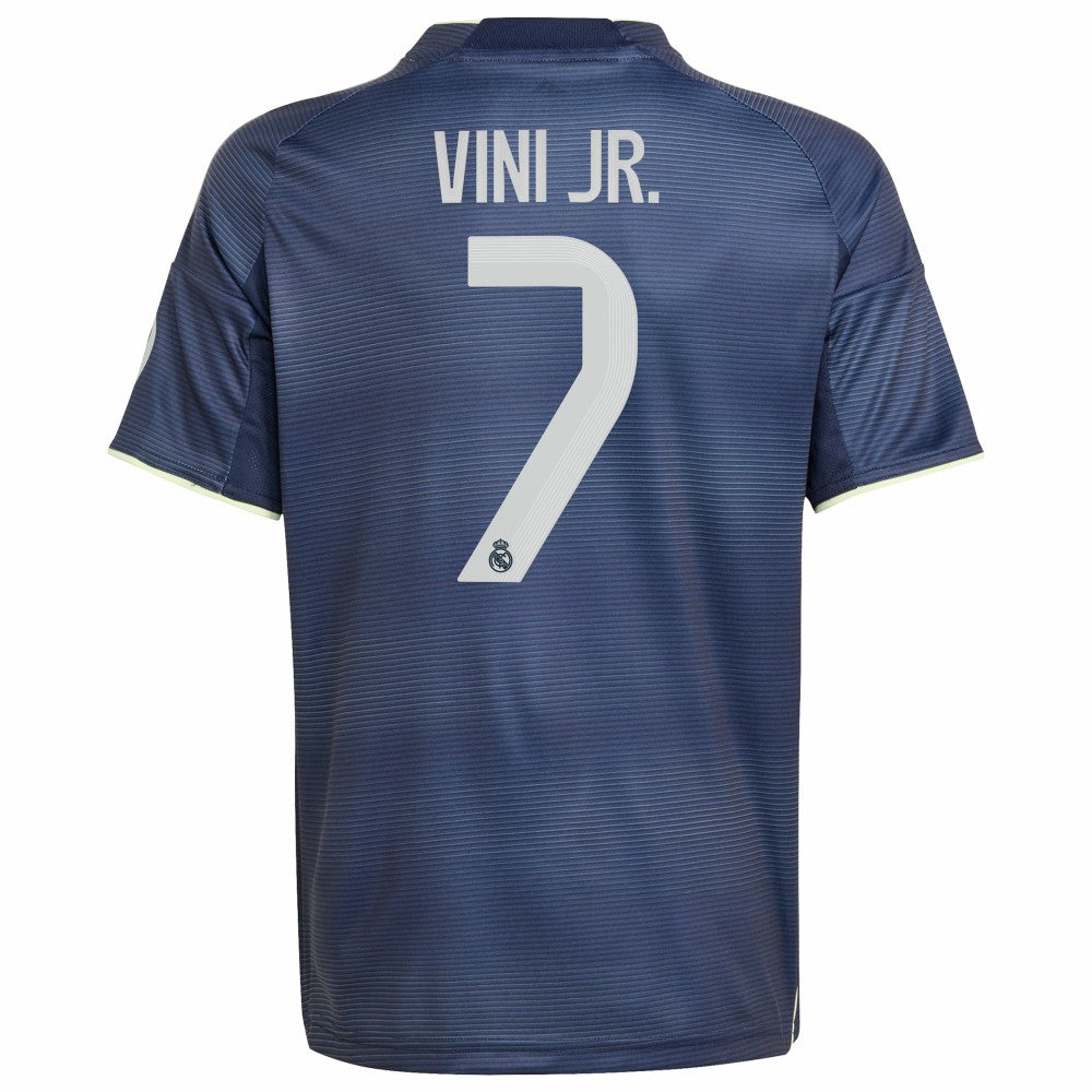 Vini Jr. Real Madrid Youth 2025/26 Away Replica Player Jersey - Adidas Blue