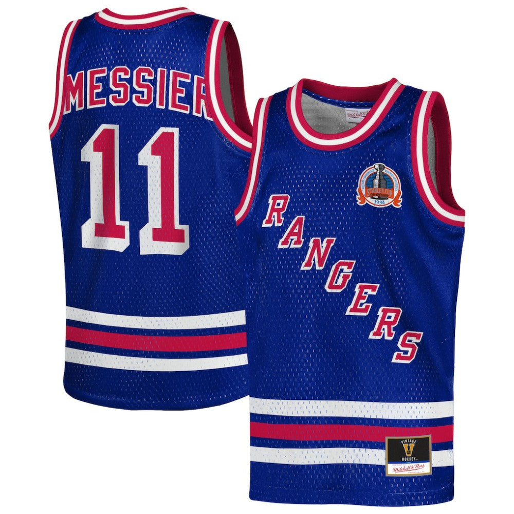 NHL Blue Mark Messier New York Rangers Mitchell & Ness Youth Maxxed Out Fashion Basketball Jersey