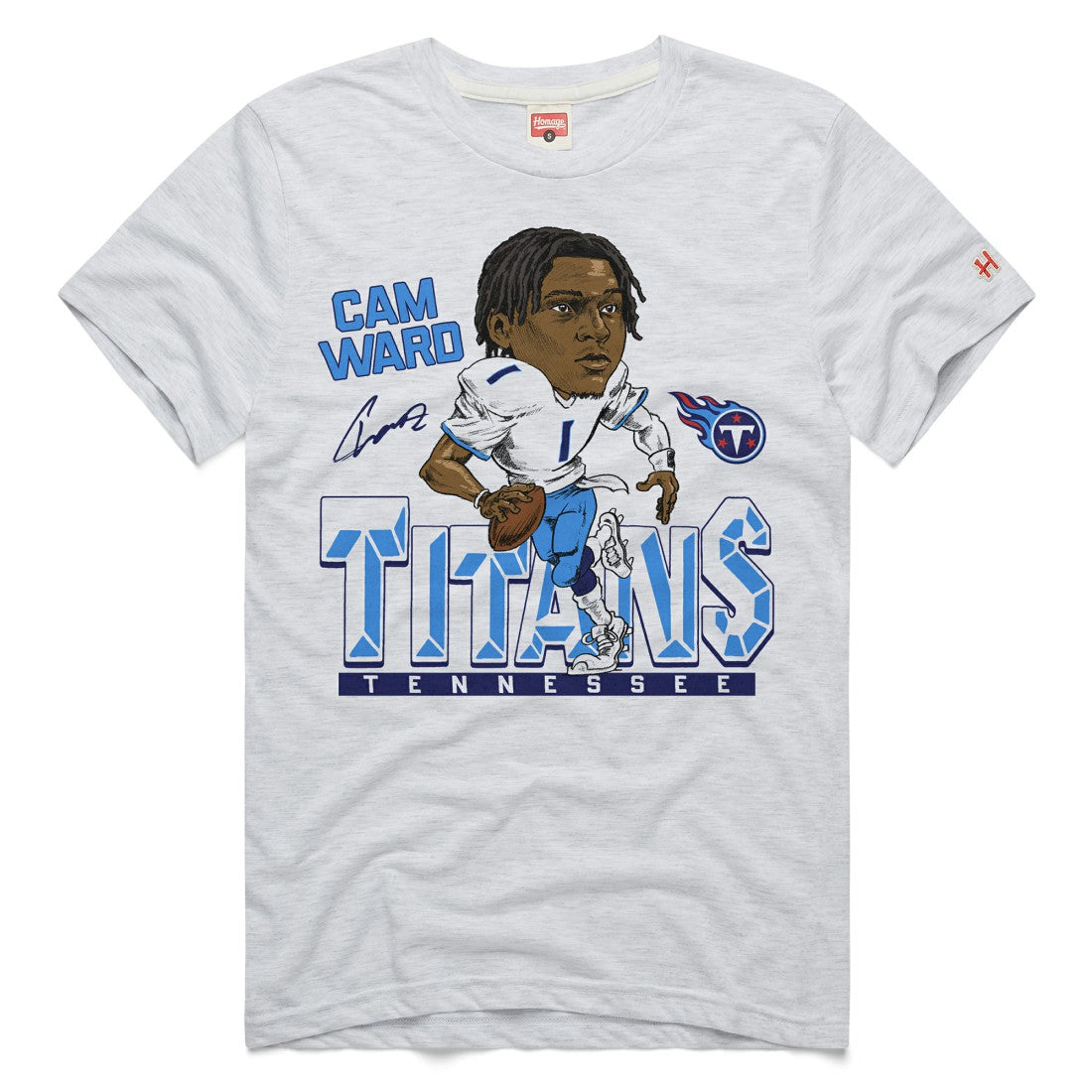 Cameron Ward  Homage Unisex Caricature Player Graphic Tri-Blend T-Shirt - Tennessee Titans