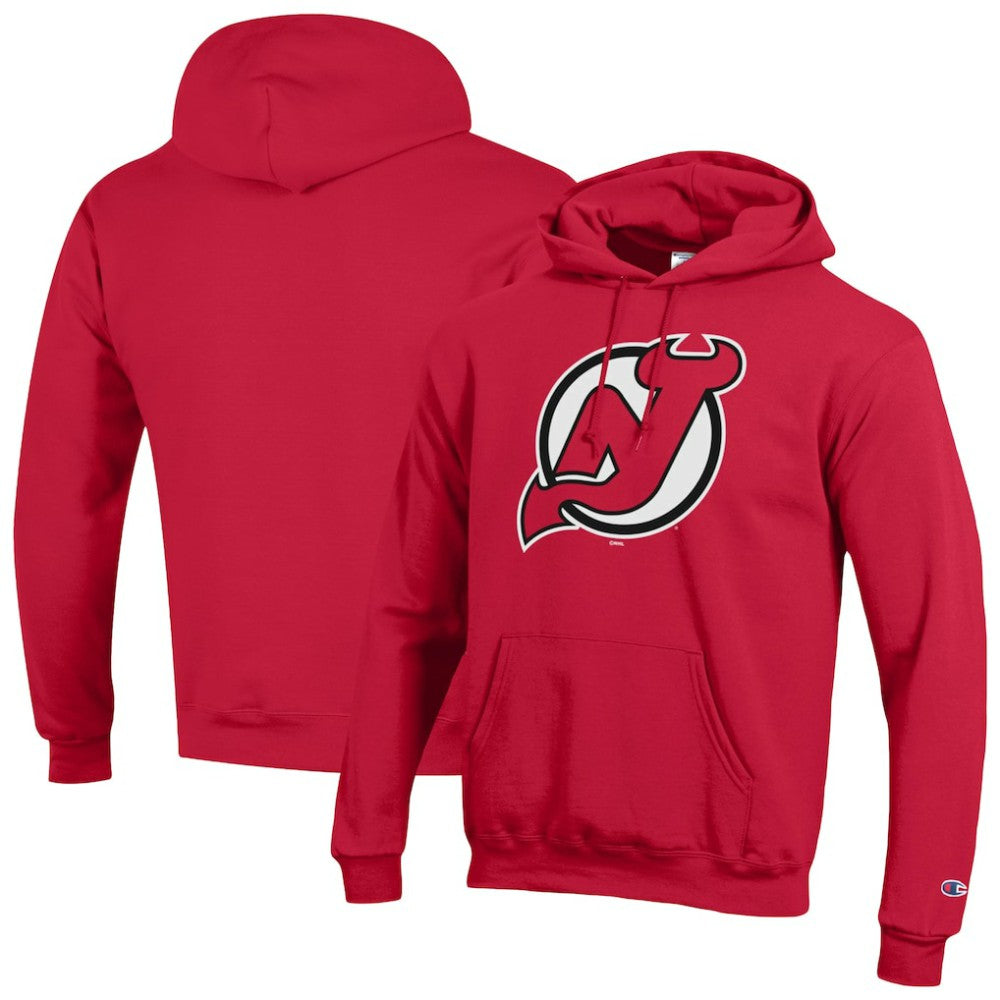 NHL Red New Jersey Devils Champion Primary Logo 1-Hit Pullover Hoodie