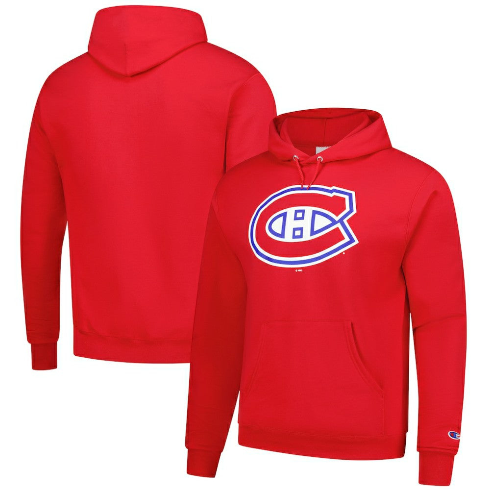 NHL Red Montreal Canadiens Champion Primary Logo 1-Hit Pullover Hoodie