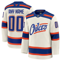 NHL Light Beige Edmonton Oilers Fanatics Alternate Premium Custom Jersey