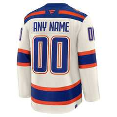 NHL Light Beige Edmonton Oilers Fanatics Alternate Premium Custom Jersey