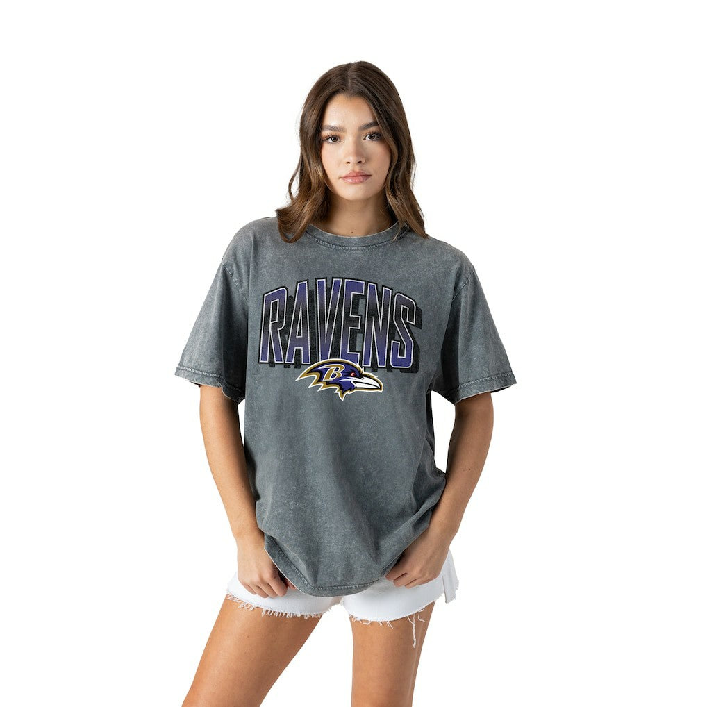 Gameday Couture Women's Peak Performance Oversized Snow Wash T-Shirt - Baltimore Ravens