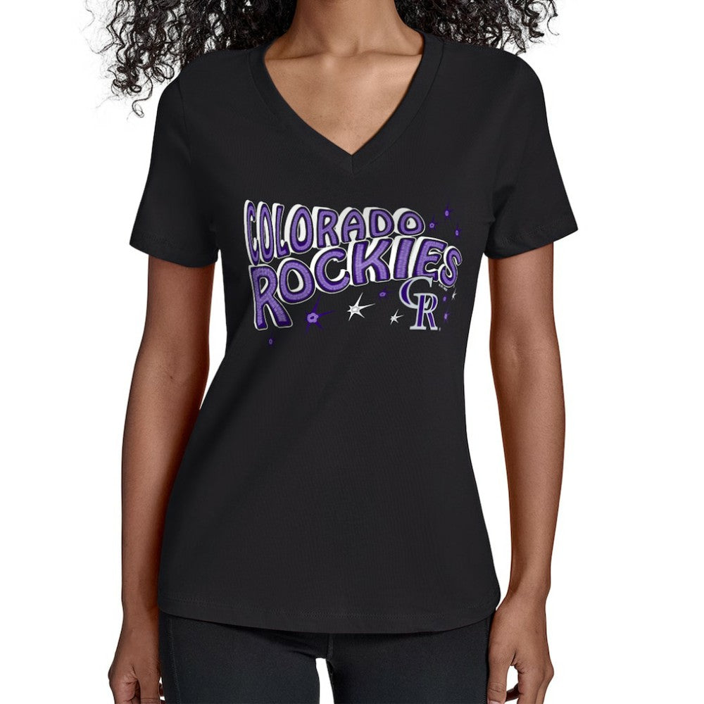 MLB Colorado Rockies Starter Women's Fireworks V-Neck T-Shirt