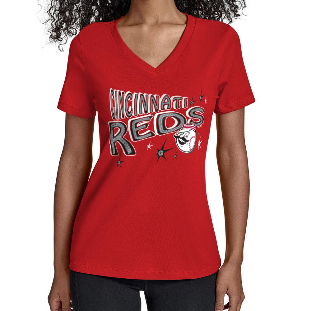 MLB Cincinnati Reds Starter Women's Fireworks V-Neck T-Shirt