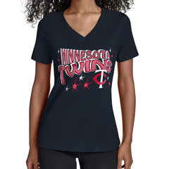 MLB Minnesota Twins Starter Women's Fireworks V-Neck T-Shirt