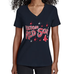 MLB Boston Red Sox Starter Women's Fireworks V-Neck T-Shirt