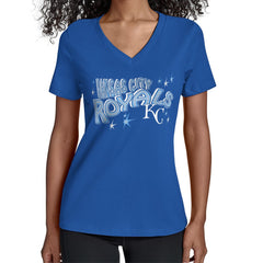 MLB Kansas City Royals Starter Women's Fireworks Team Name V-Neck T-Shirt
