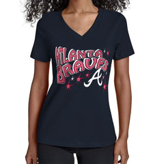 MLB Atlanta Braves Starter Women's Fireworks V-Neck T-Shirt