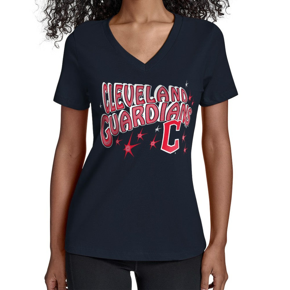 MLB Cleveland Guardians Starter Women's Fireworks V-Neck T-Shirt