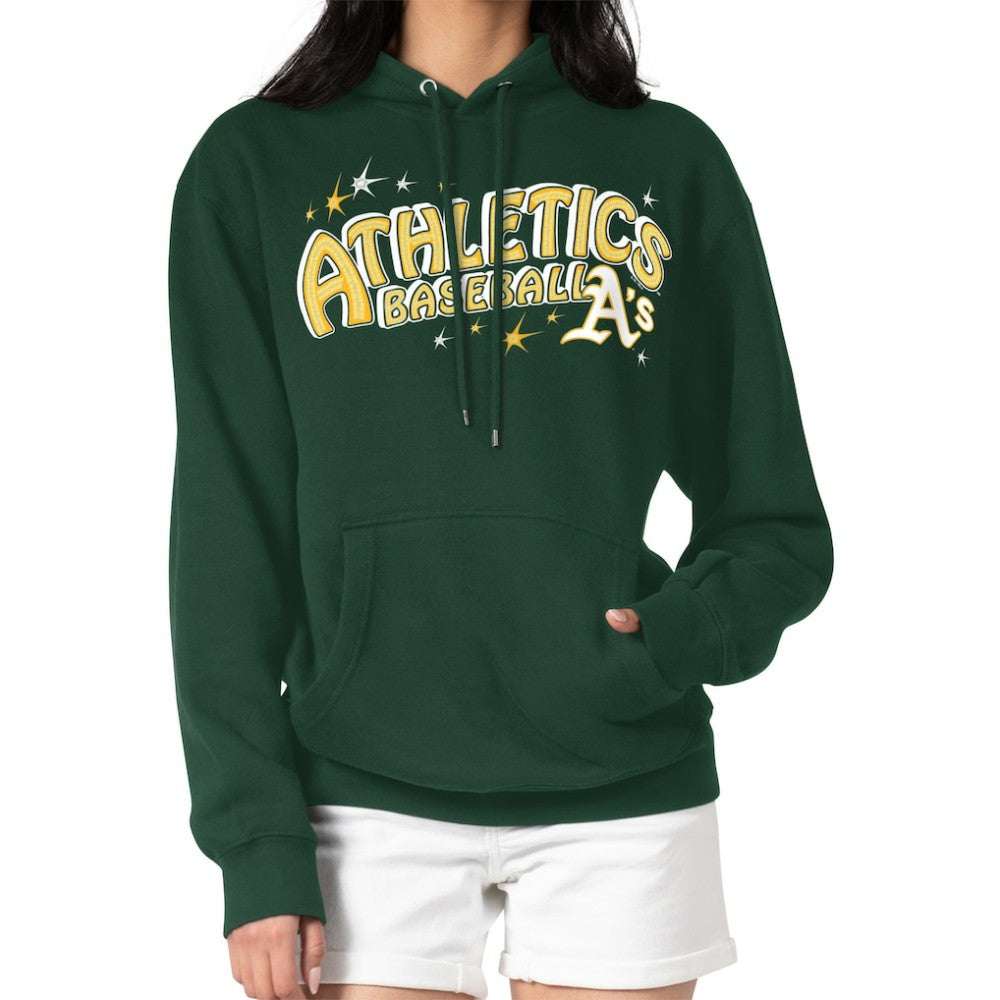 MLB Athletics Starter Women's Fireworks Fleece Tri-Blend Pullover Hoodie
