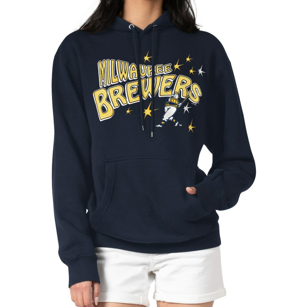 MLB Milwaukee Brewers Starter Women's Fireworks Fleece Tri-Blend Pullover Hoodie