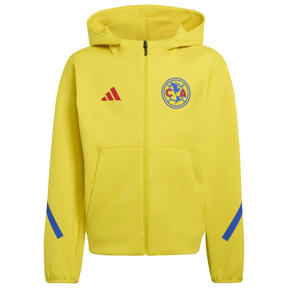 Club America Youth 2025/26 Club Anthem Full-Zip Hoodie Jacket - Adidas Yellow