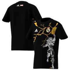 Real Madrid x Marvel Youth Graphic T-Shirt - Adidas Black