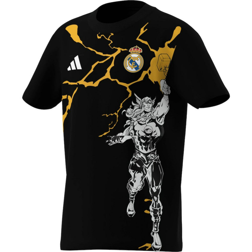 Real Madrid x Marvel Youth Graphic T-Shirt - Adidas Black
