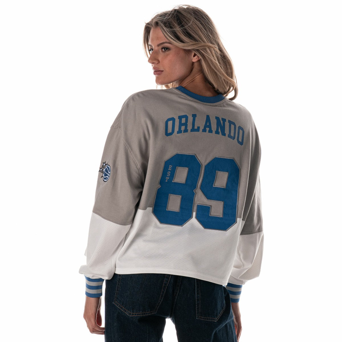 NBA Orlando Magic The Wild Collective Women's Cropped Long-Sleeve Fashion Crewneck Sweatshirt