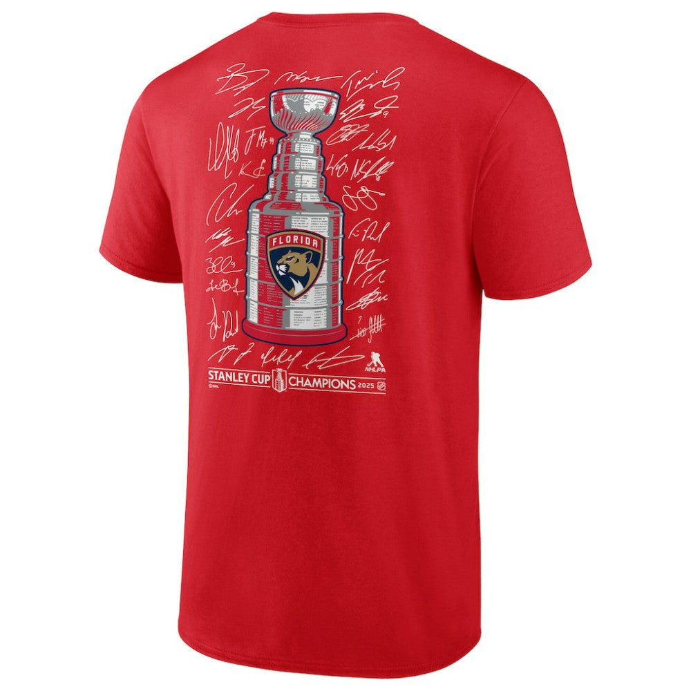 NHL Red Florida Panthers Fanatics 2025 Stanley Cup Champions Signature Roster T-Shirt