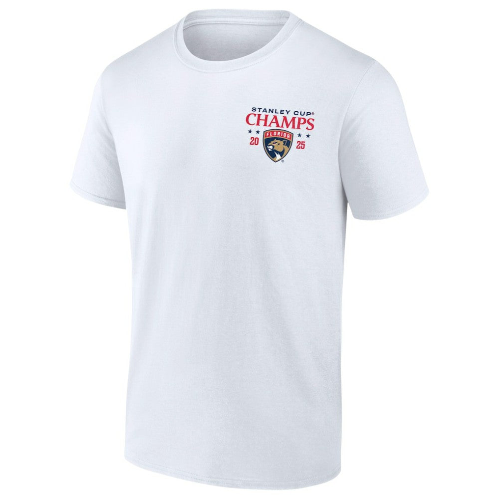 NHL White Florida Panthers Fanatics 2025 Stanley Cup Champions Jersey Roster T-Shirt