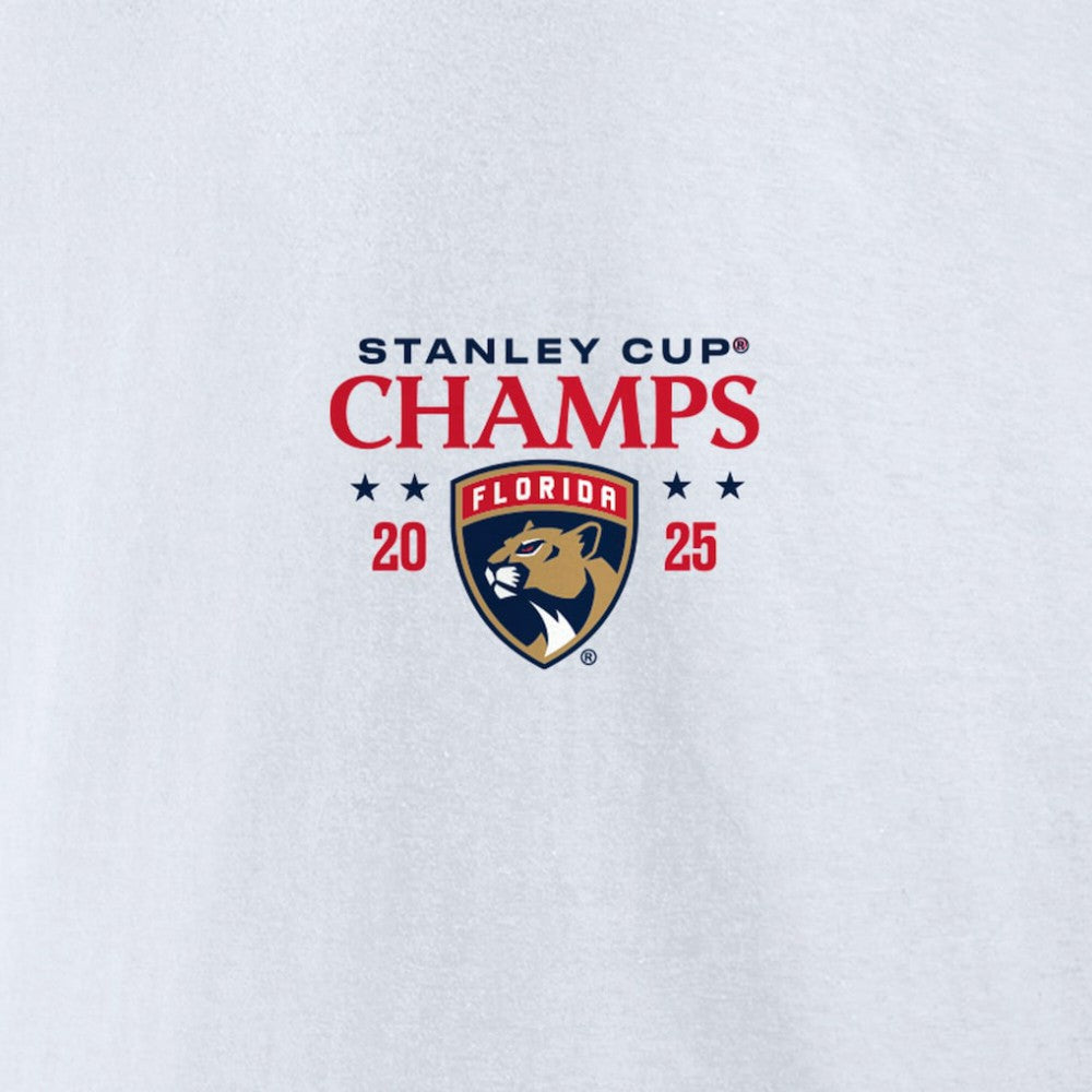 NHL White Florida Panthers Fanatics 2025 Stanley Cup Champions Jersey Roster T-Shirt