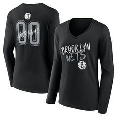NBA Brooklyn Nets Women's Hustle Custom Long Sleeve V-Neck T-Shirt
