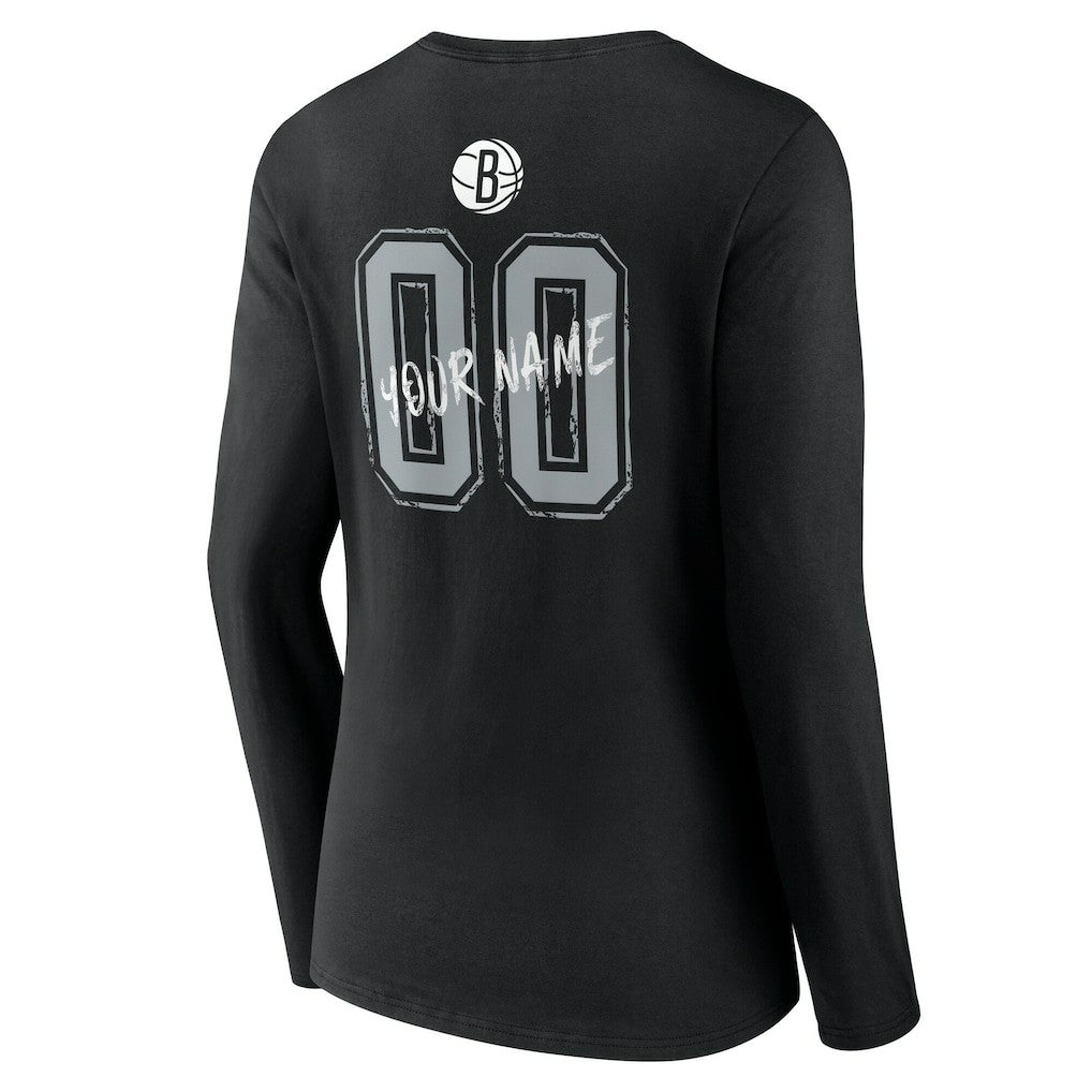 NBA Brooklyn Nets Women's Hustle Custom Long Sleeve V-Neck T-Shirt