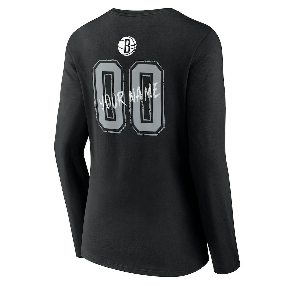 NBA Brooklyn Nets Women's Hustle Custom Long Sleeve V-Neck T-Shirt