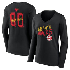 NBA Atlanta Hawks Women's Hustle Custom Long Sleeve V-Neck T-Shirt