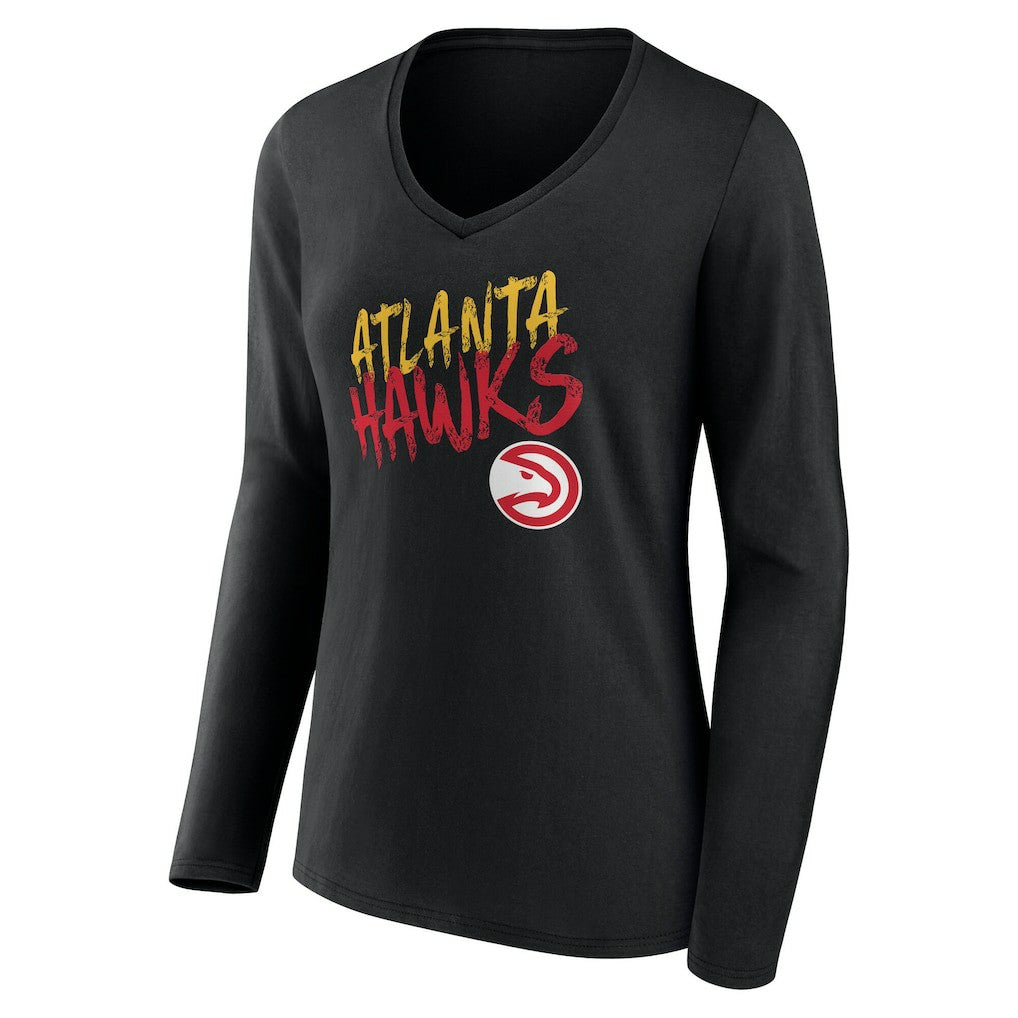 NBA Atlanta Hawks Women's Hustle Custom Long Sleeve V-Neck T-Shirt
