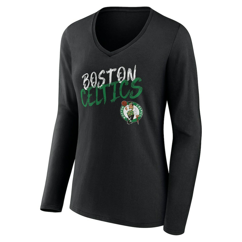 NBA Boston Celtics Women's Hustle Custom Long Sleeve V-Neck T-Shirt