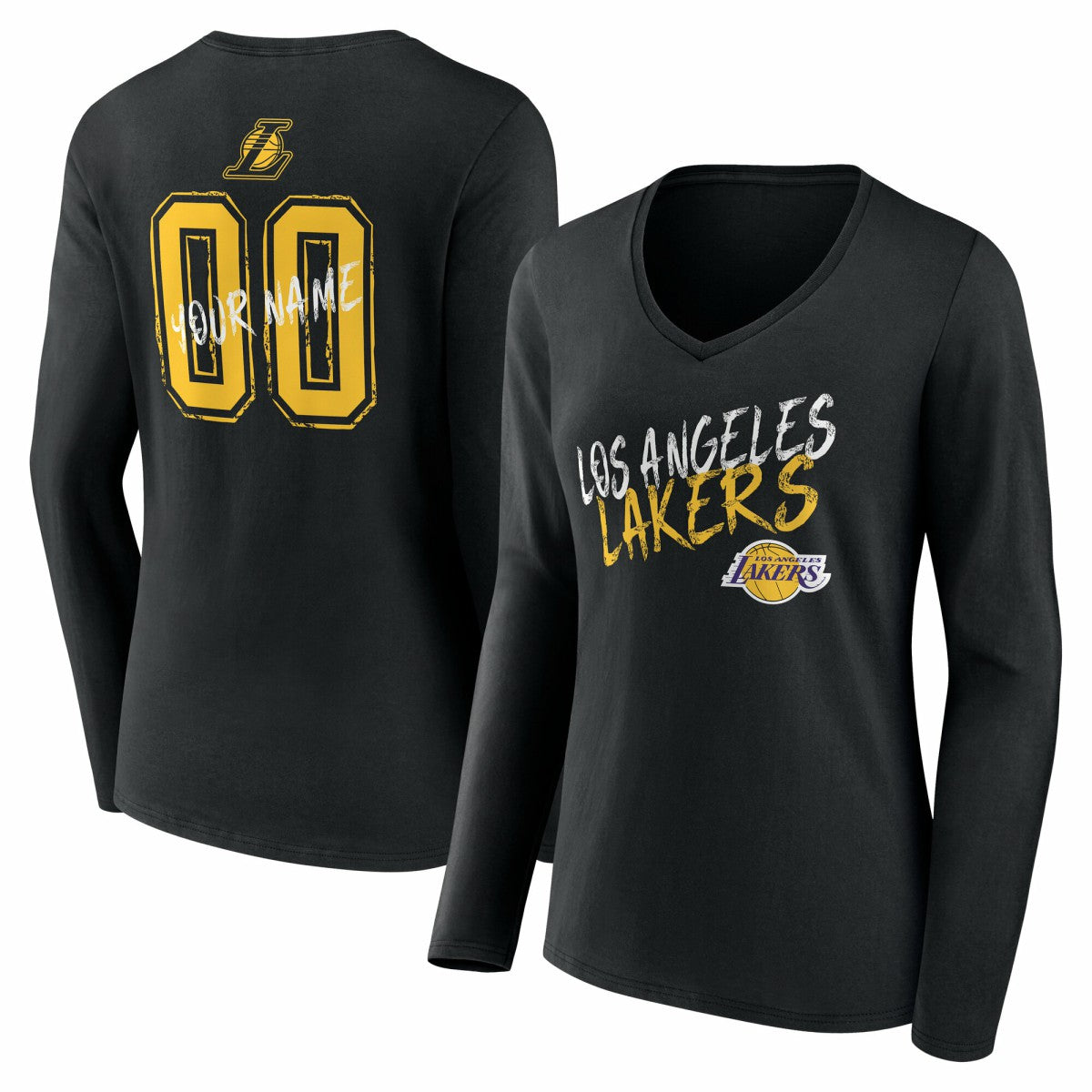 NBA Los Angeles Lakers Women's Hustle Custom Long Sleeve V-Neck T-Shirt