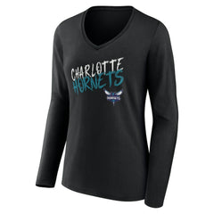 NBA Charlotte Hornets Women's Hustle Custom Long Sleeve V-Neck T-Shirt