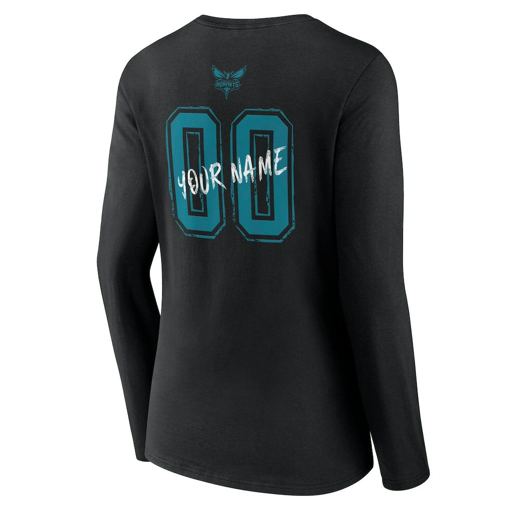 NBA Charlotte Hornets Women's Hustle Custom Long Sleeve V-Neck T-Shirt