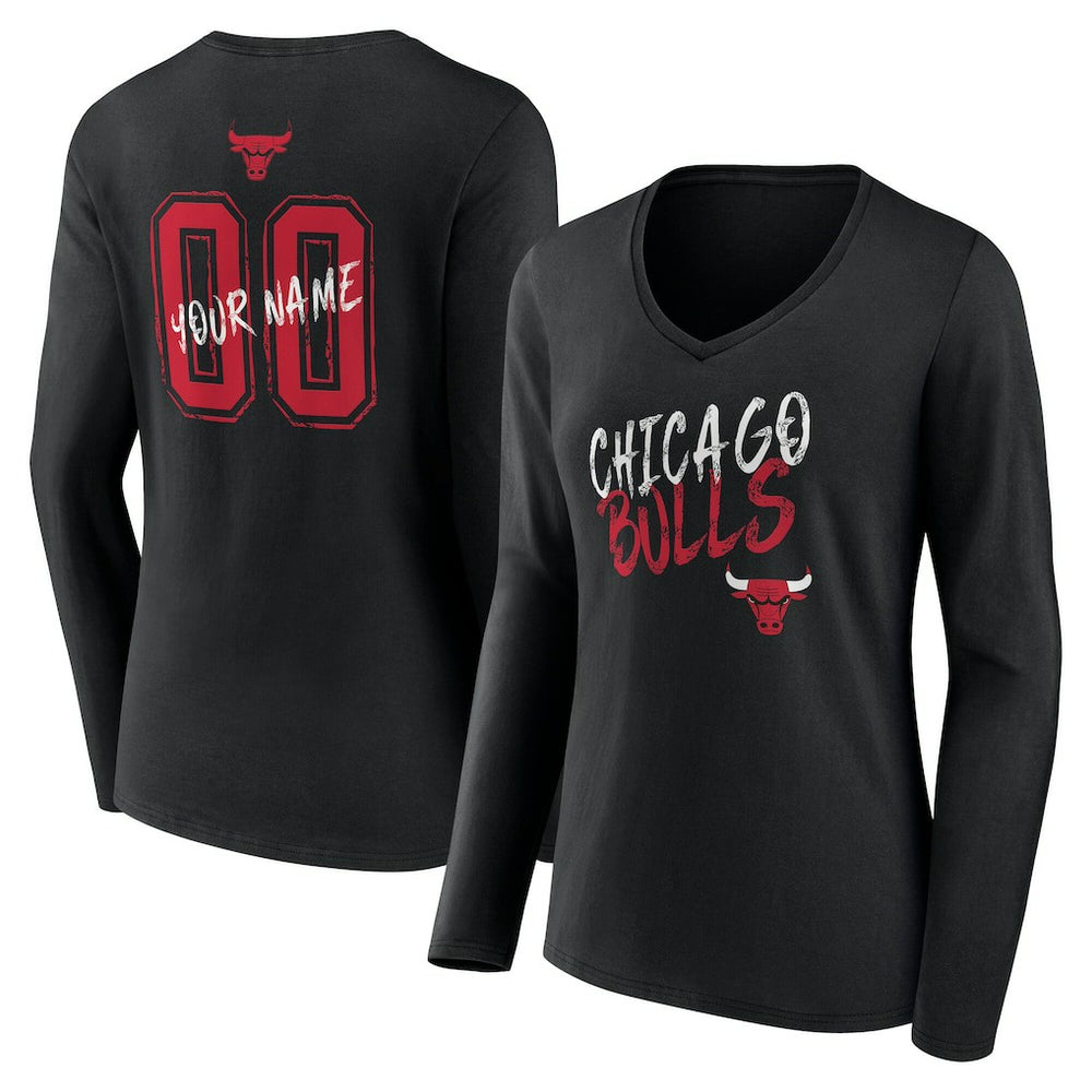 NBA Chicago Bulls Women's Hustle Custom Long Sleeve V-Neck T-Shirt sale